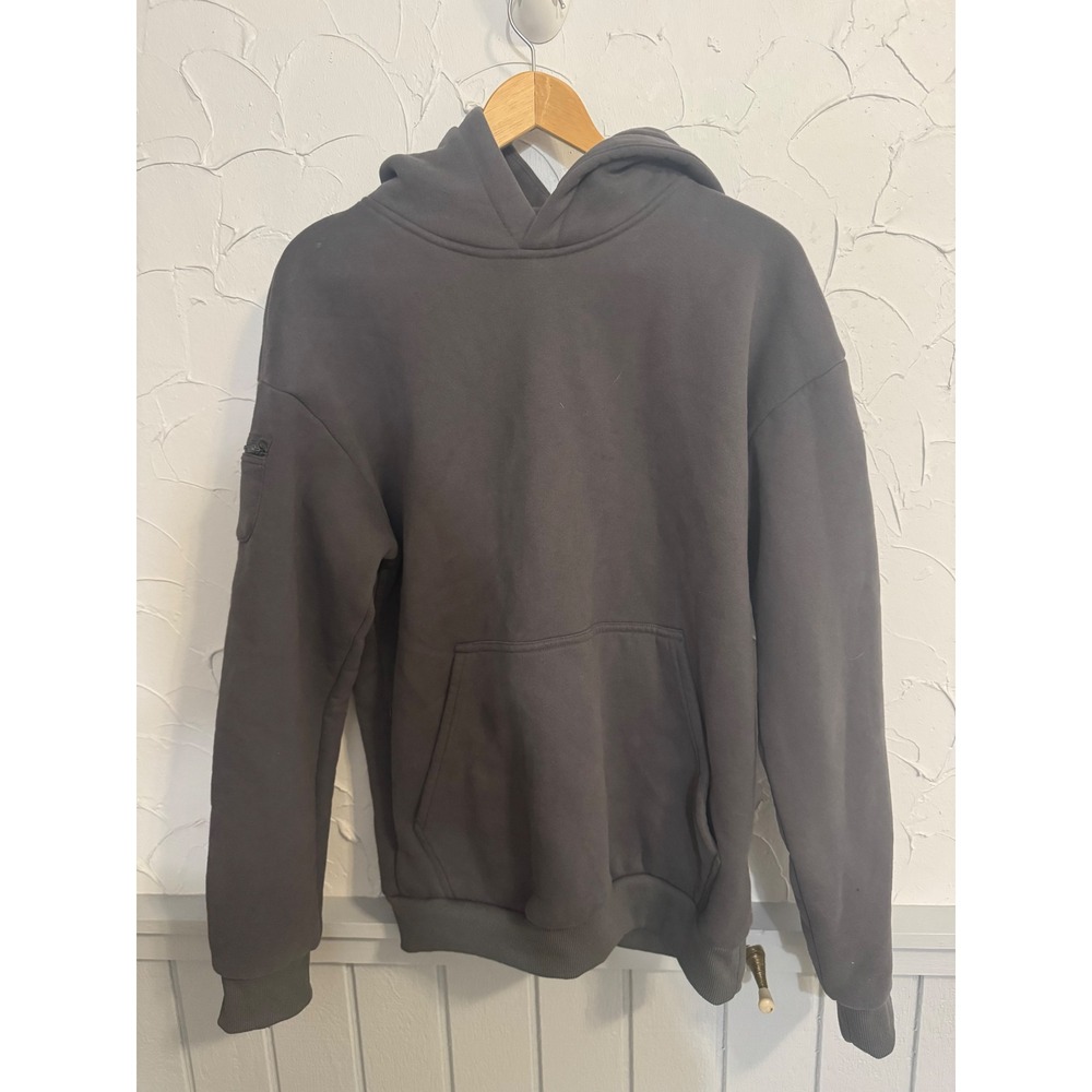 Comfrt Dark Gray Fleece Lined Hoodie With Zipper Pocket Size S